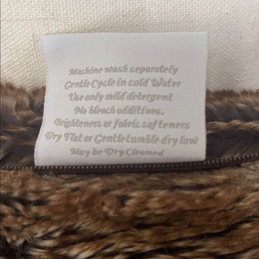Frontgate Two Luxurious Brown Faux Fur Accent Pillows - Picture 6 of 6
